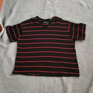 Men's Bon-Bel v-neck t-shirt black with red stripes 3xl